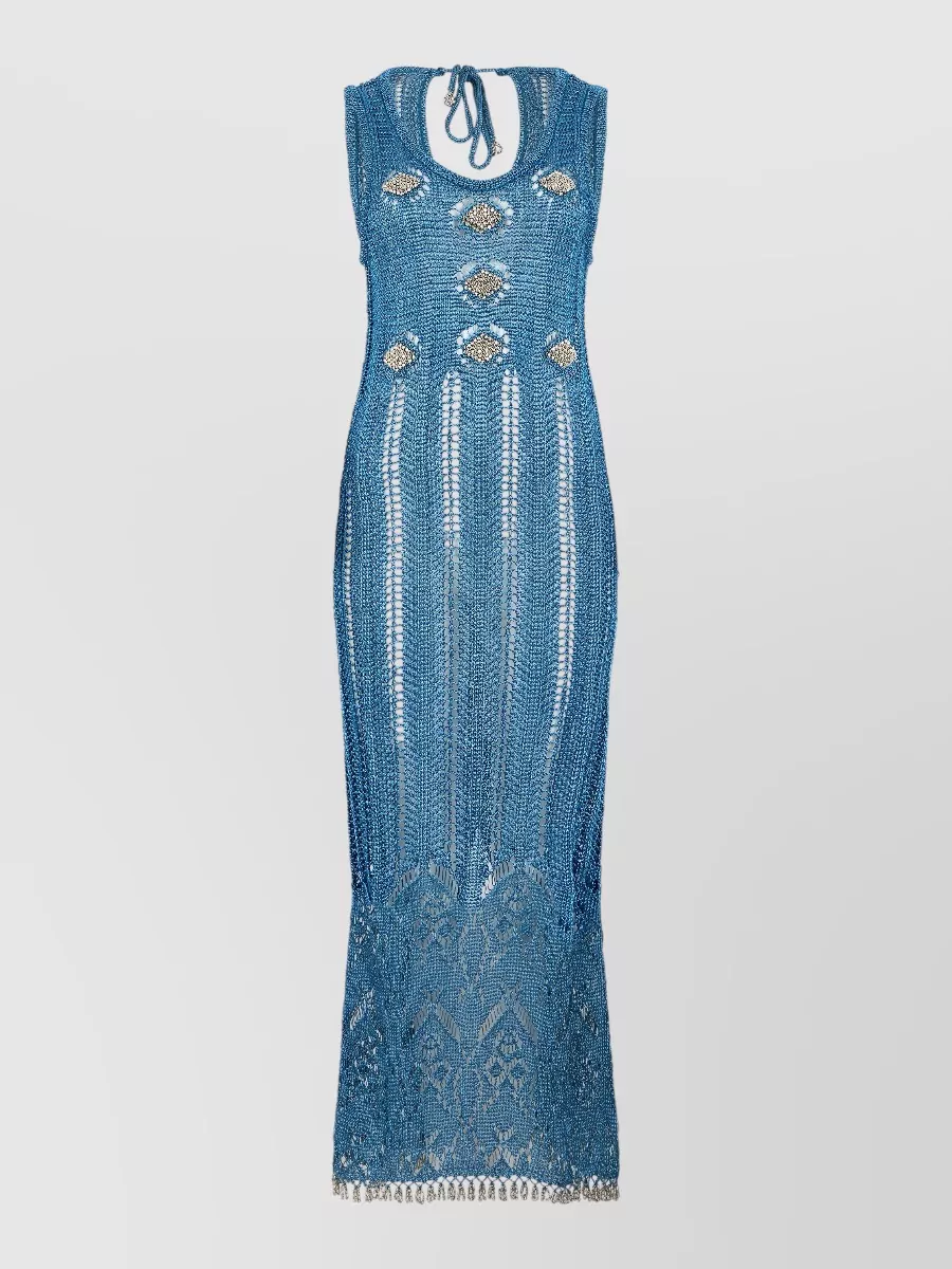 Paco Rabanne Crochet sleeveless fitted midi beach dress
