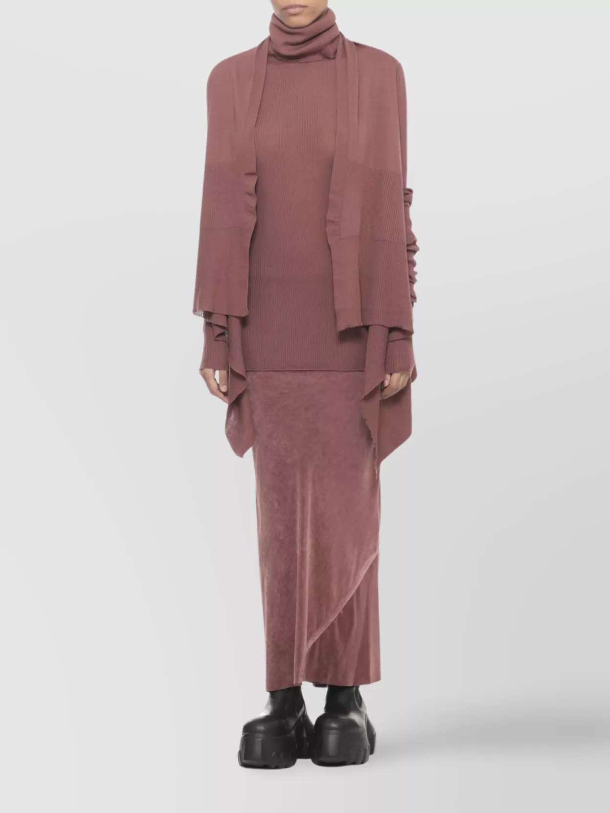 Rick Owens Fitted Turtleneck Knitwear Ribbed Texture In Multi