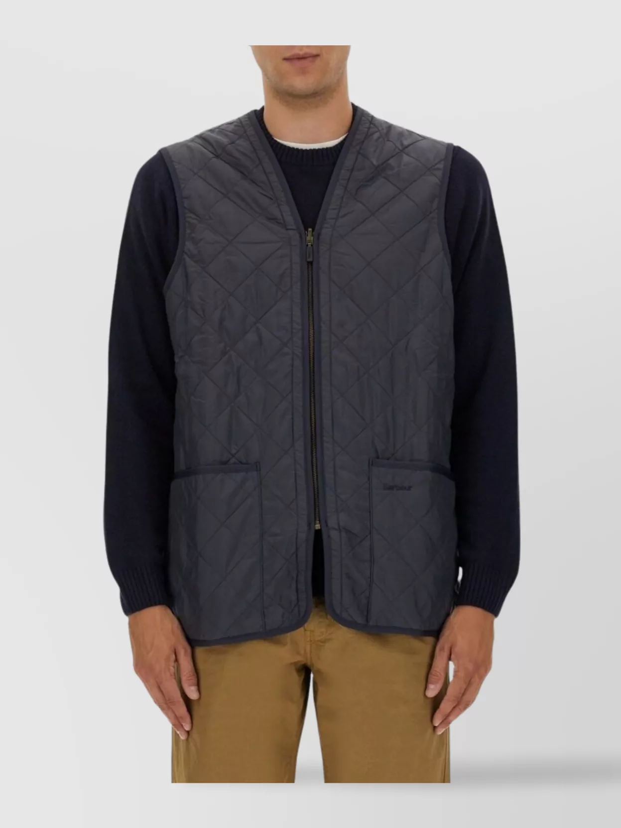 Barbour Quilted Sleeveless Vest Front Pockets In Blue