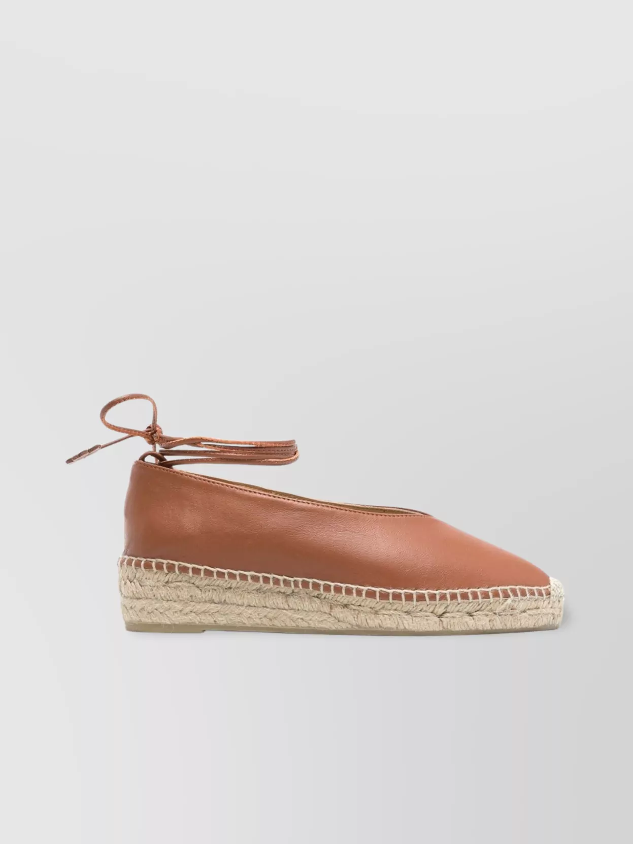 Castaã±er Leather Espadrilles With Braided Raffia Sole