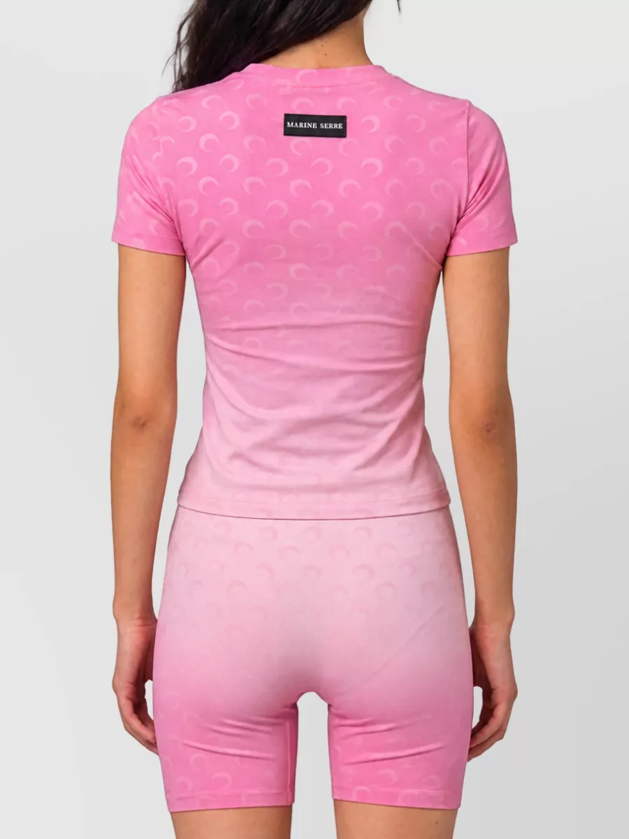 Marine Serre Cotton Ribbed Slim-Fit Cropped Printed T-Shirt