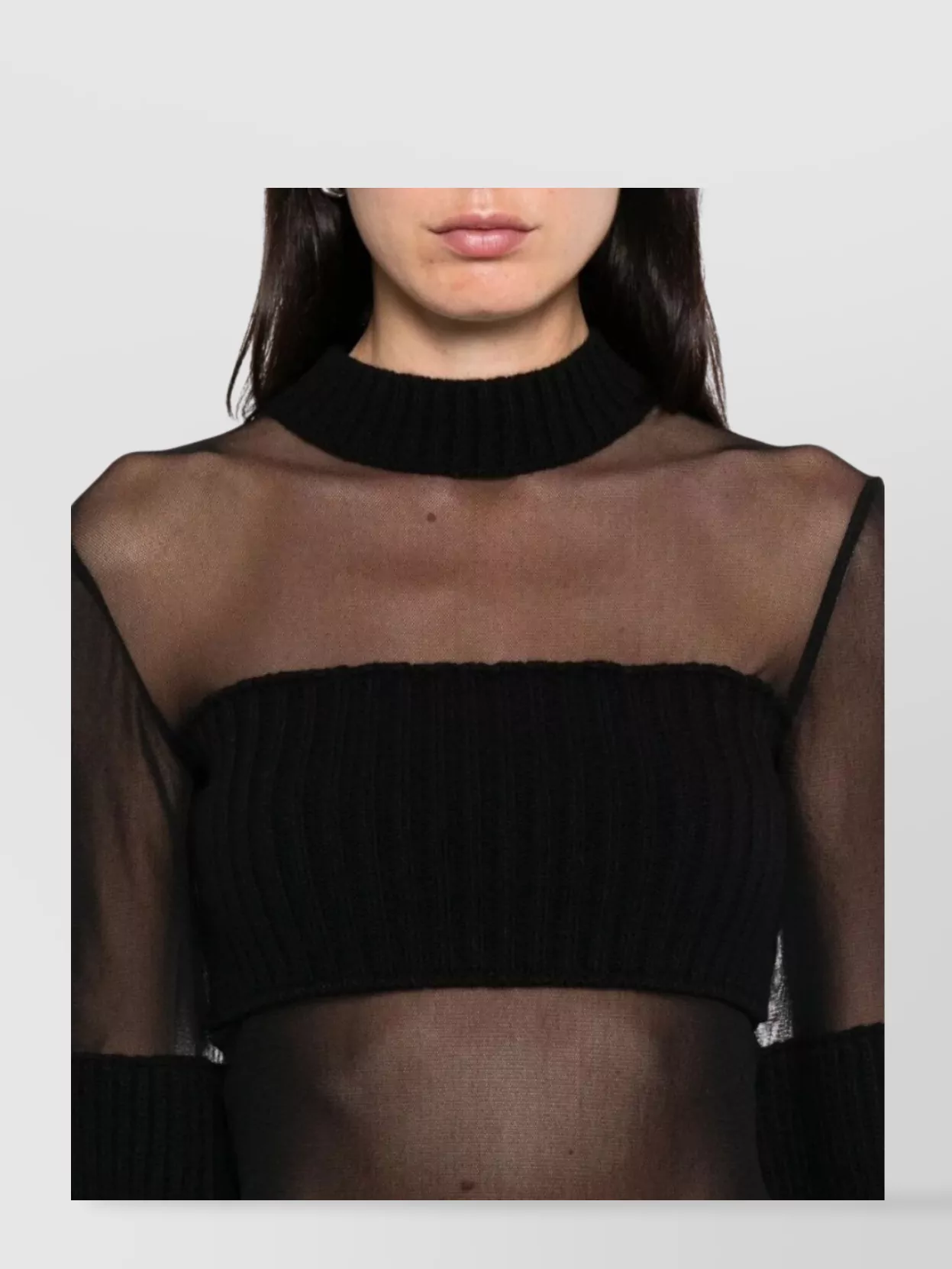 Jean Paul Gaultier Lambswool Ribbed Mesh Cut Out Sweater