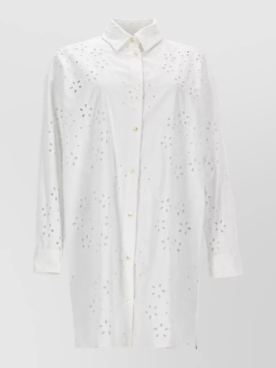 Herno Perforated Cotton Mini Shirt Dress