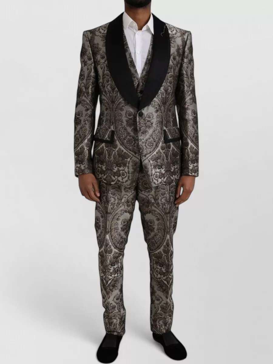 Dolce&Gabbana silk-blend floral jacquard three-piece tuxedo suit