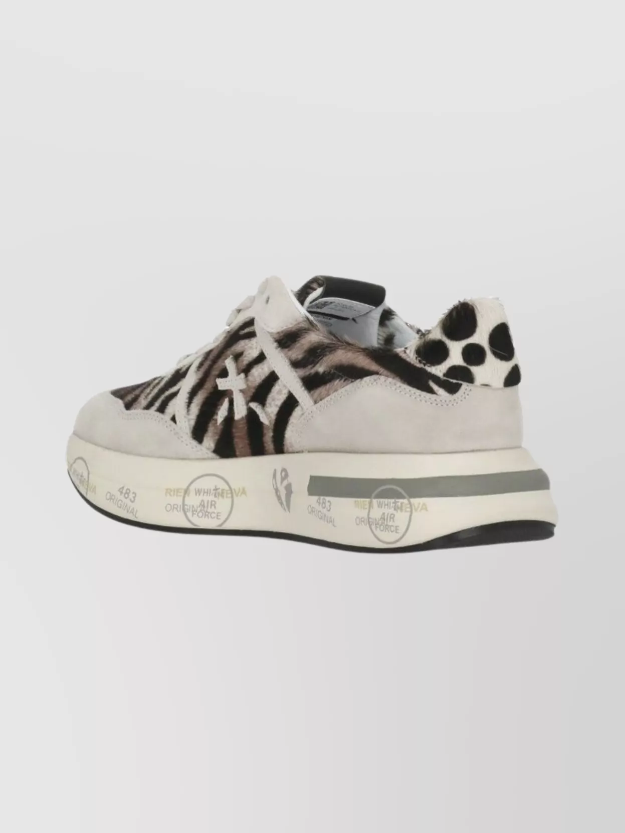 Premiata Animal Print Low Top Sneakers With Suede In Neutral