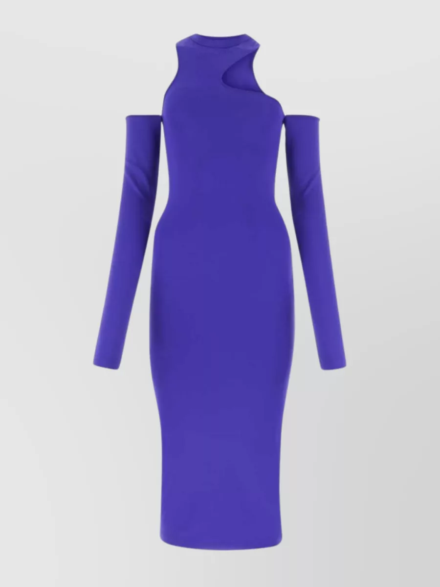 Shop Off-white Shoulder Cutout Stretch Dress In Blue