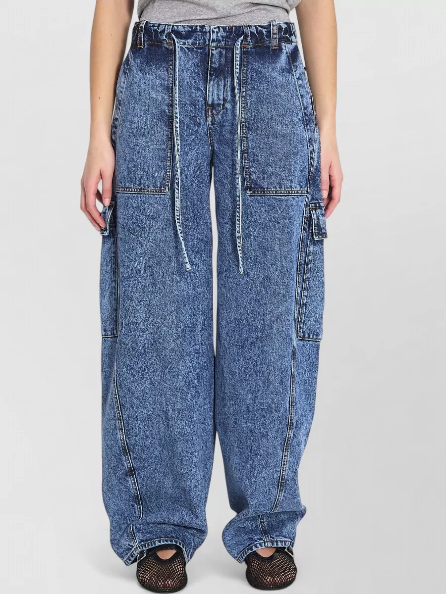 Alaïa Barrel Leg Cargo Denim Trousers Low Waist