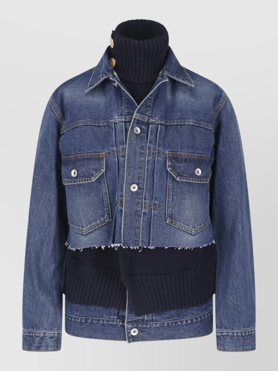 Sacai denim turtleneck hybrid jacket