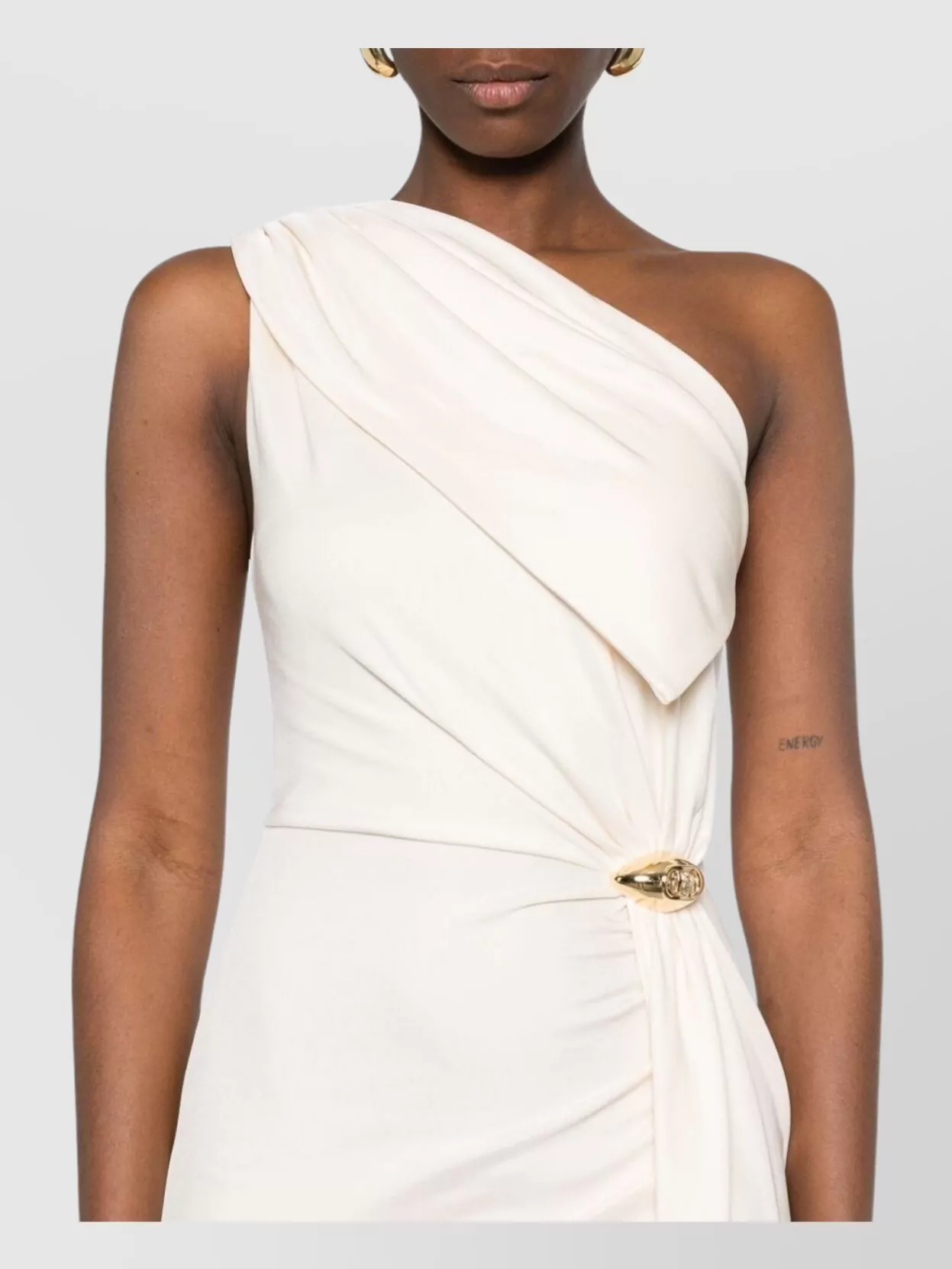 Elisabetta Franchi Draped One Shoulder Maxi Dress
