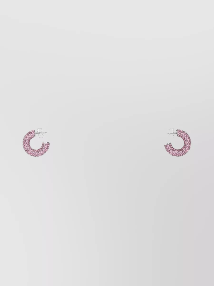 Shop Amina Muaddi Metallic Mini Cameron Hoop Earrings In Purple
