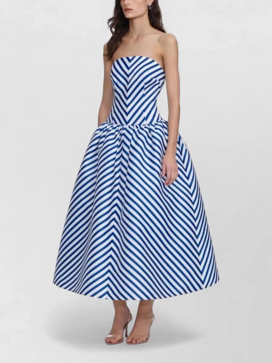 Self-Portrait Striped Taffeta Midi Dress