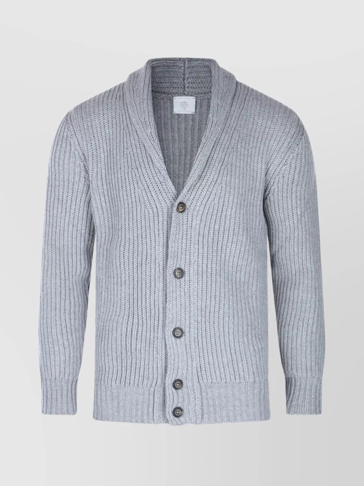 Eleventy Ribbed Texture Shawl Collar Long Sleeves In Gray