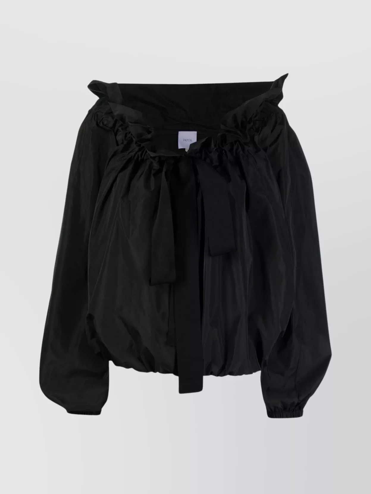Shop Patou Ruffled Bishop Sleeve Top In Black