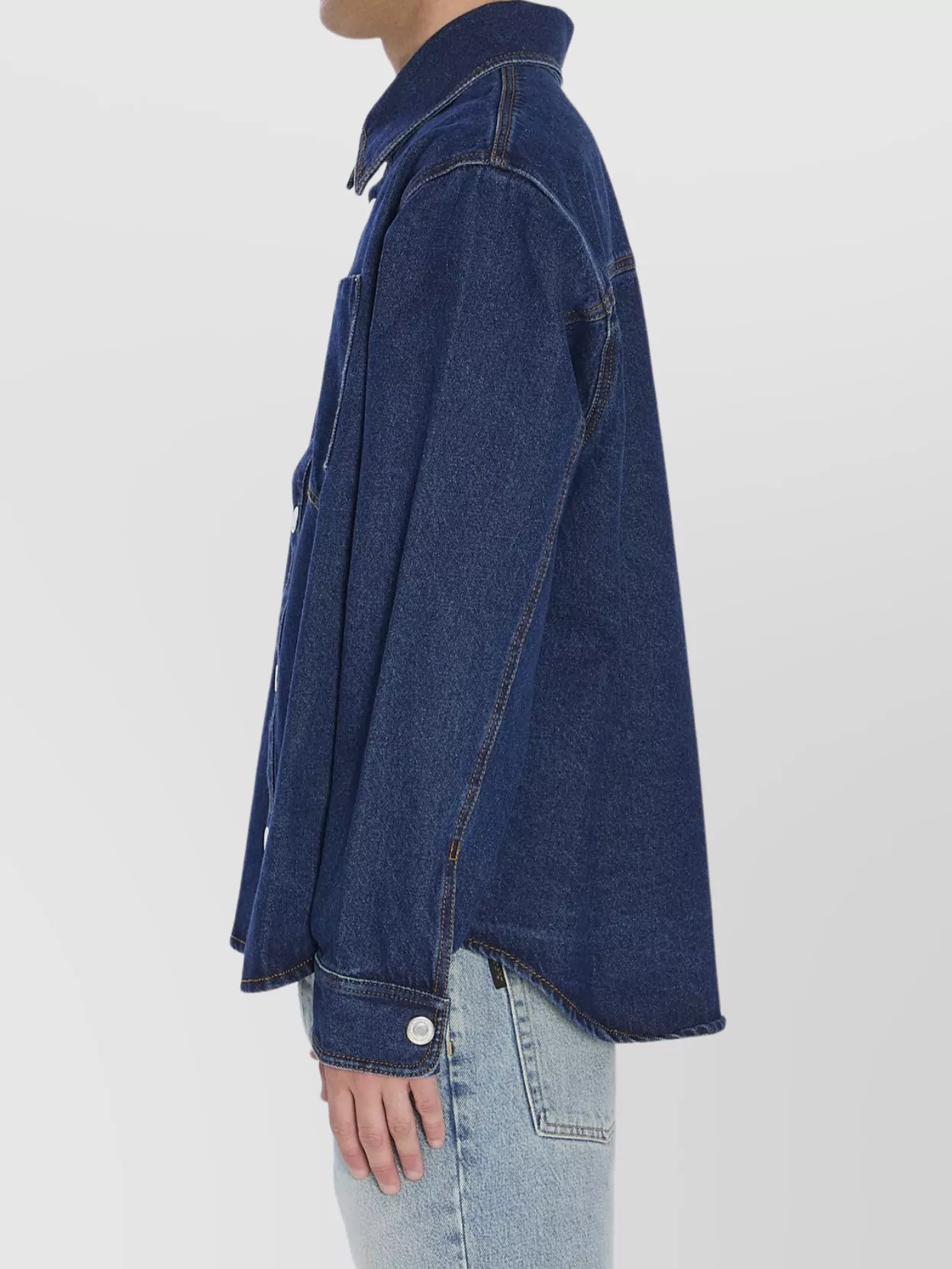 Ami Paris Cotton Denim Long Sleeve Overshirt