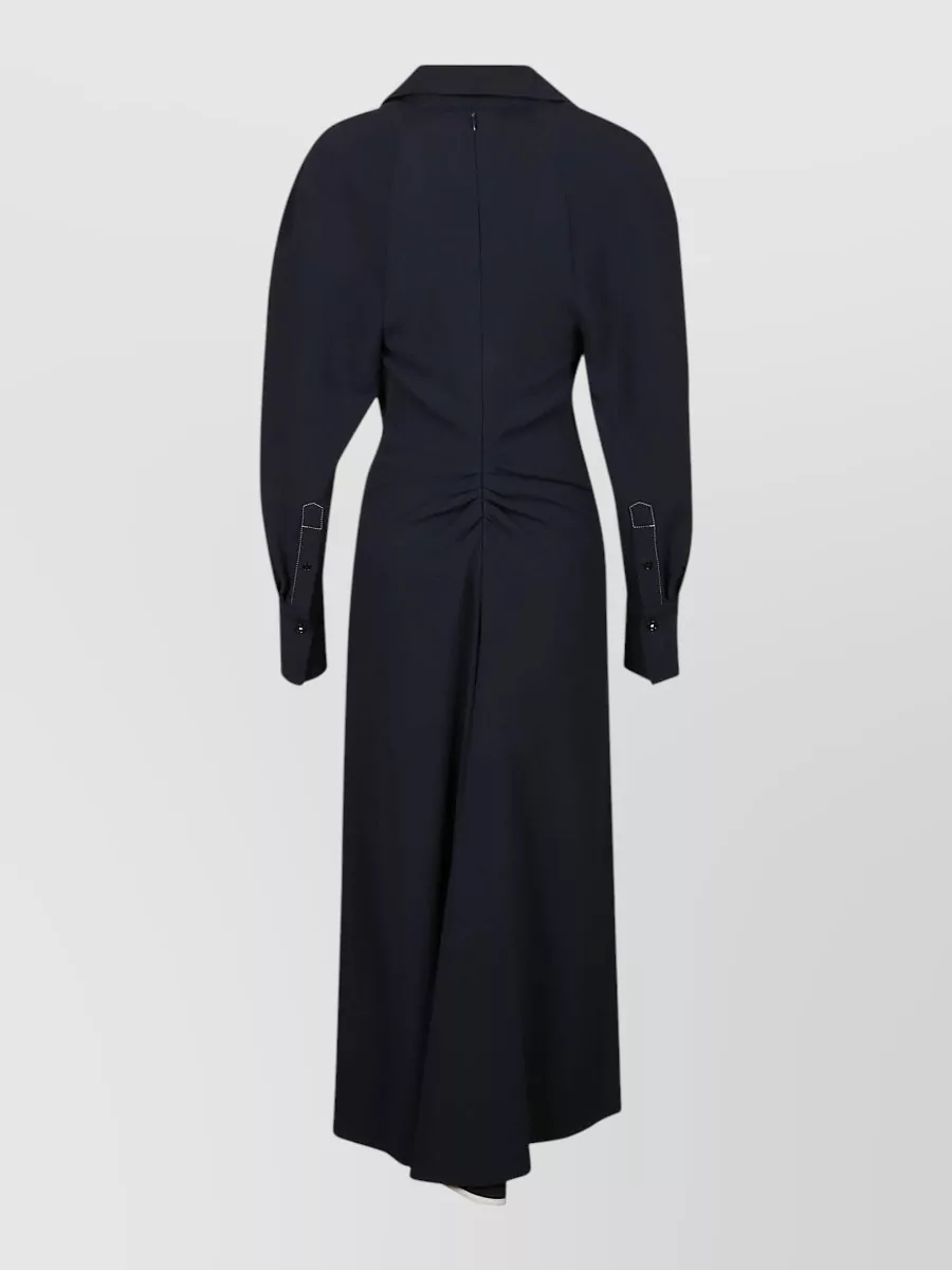 Victoria Beckham Long-Sleeve Polo Midi Dress