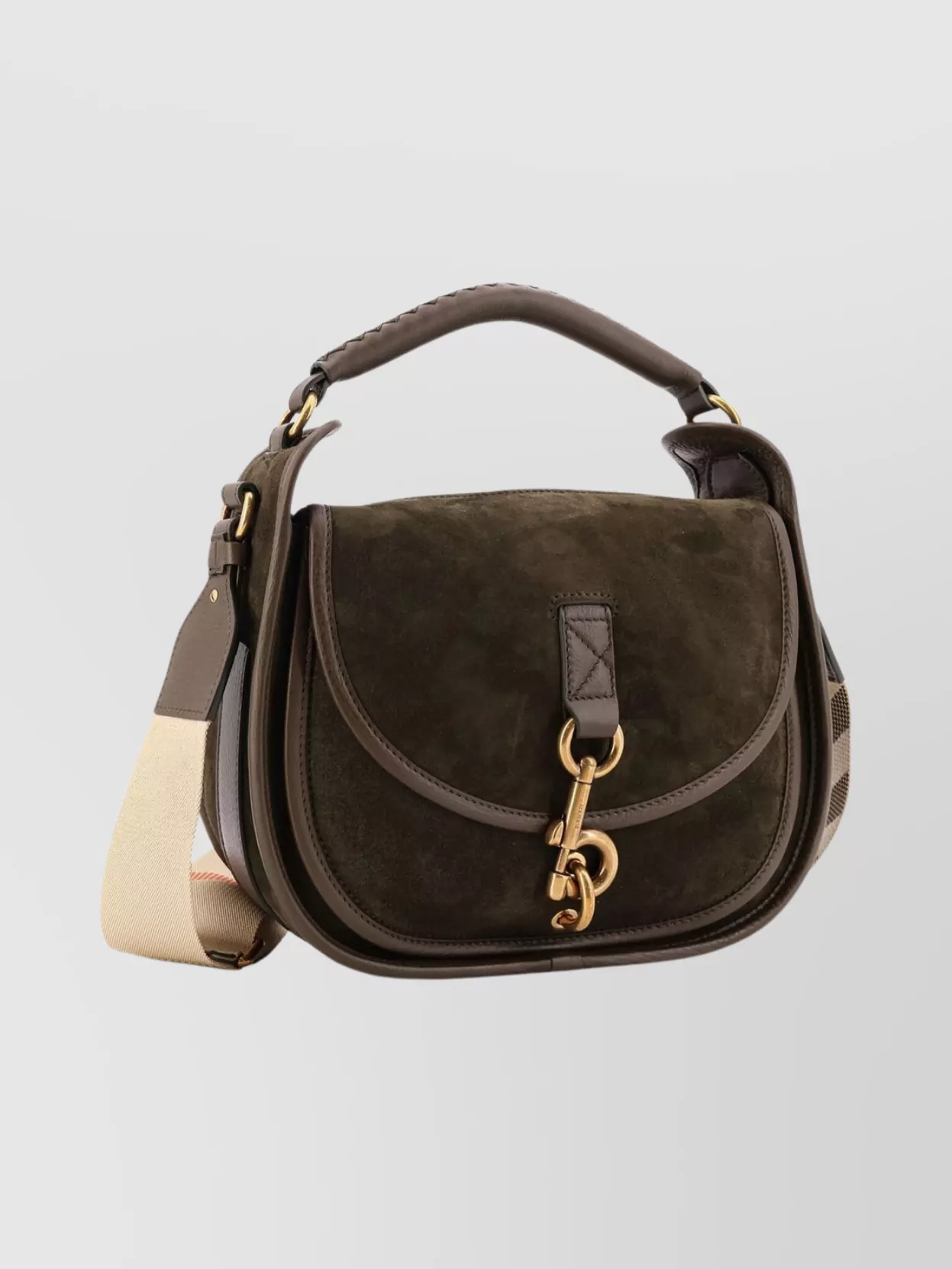 Burberry Adjustable Strap Suede Shoulder Bag