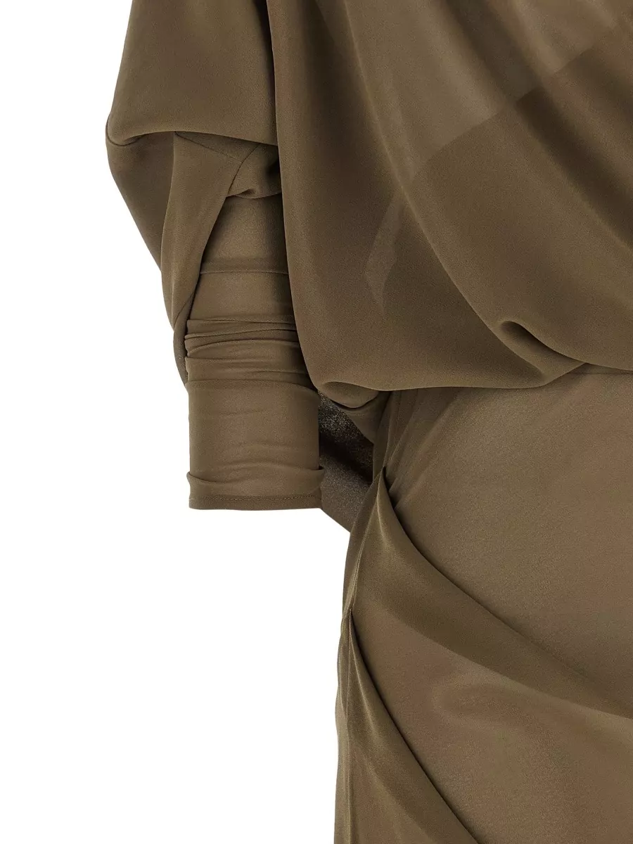 Entire Studios Asymmetric V-Neck Long-Sleeve Midi Dress