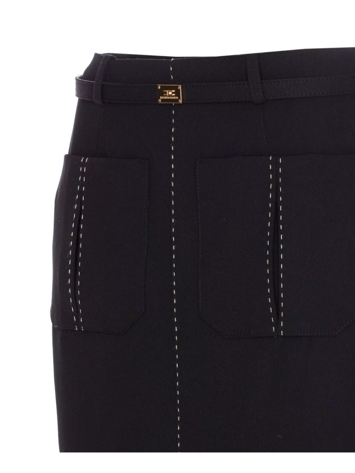 Elisabetta Franchi Belted Skirt With Front Split And Pockets