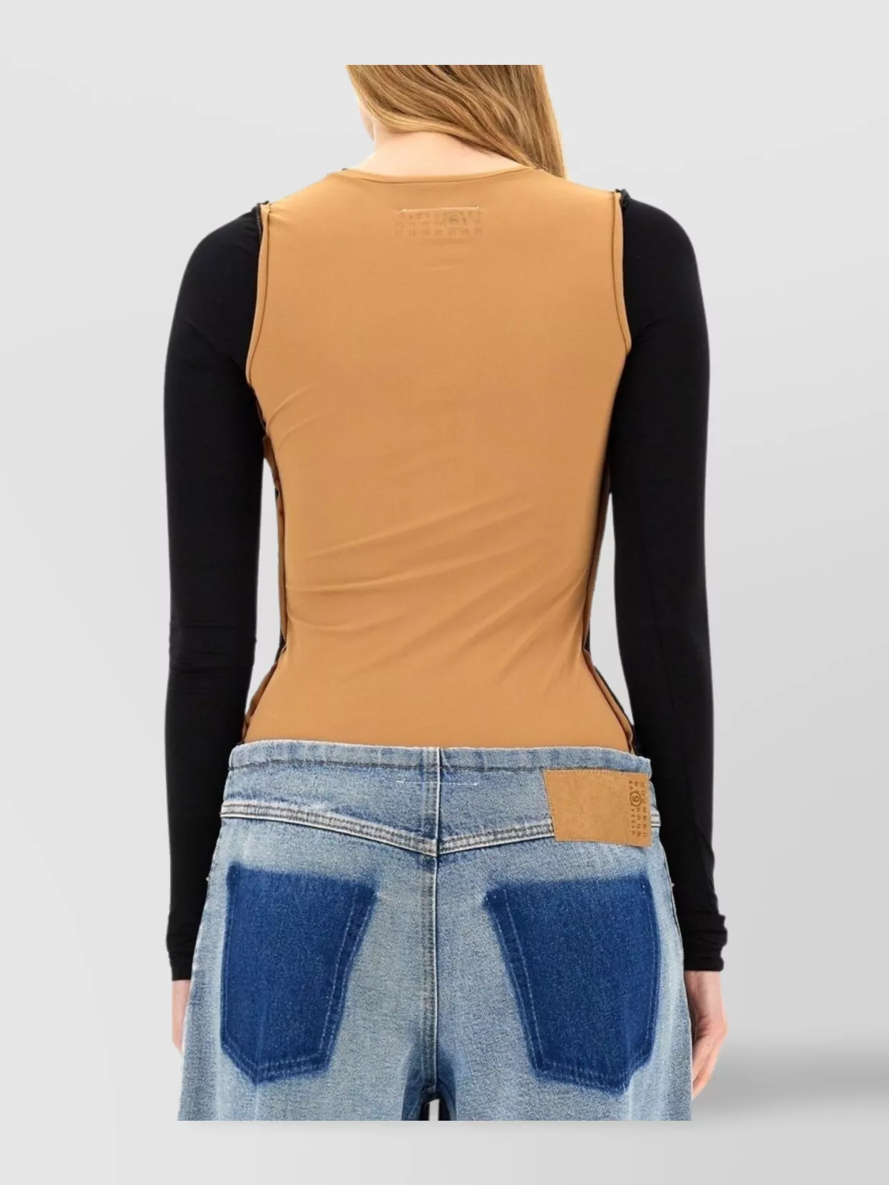 Mm6 Maison Margiela Block Crew Neck Slim Fit Long-Sleeved Leotard