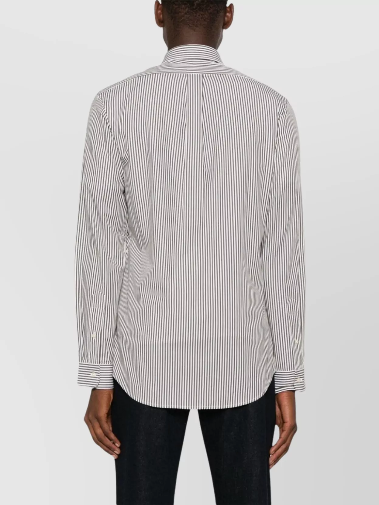 Ralph Lauren Striped Cotton Blend Shirt With Curved Hem