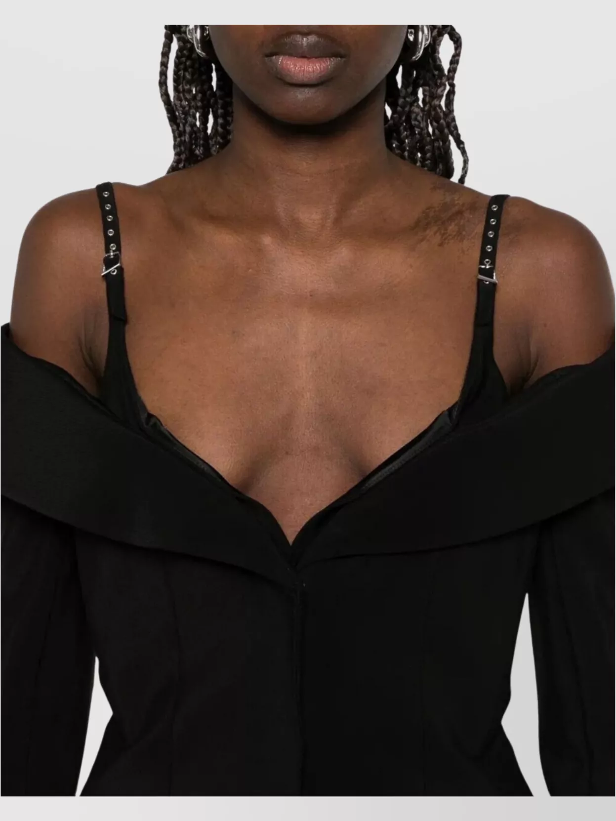 Mugler Shoulder Strap Long Sleeve Top