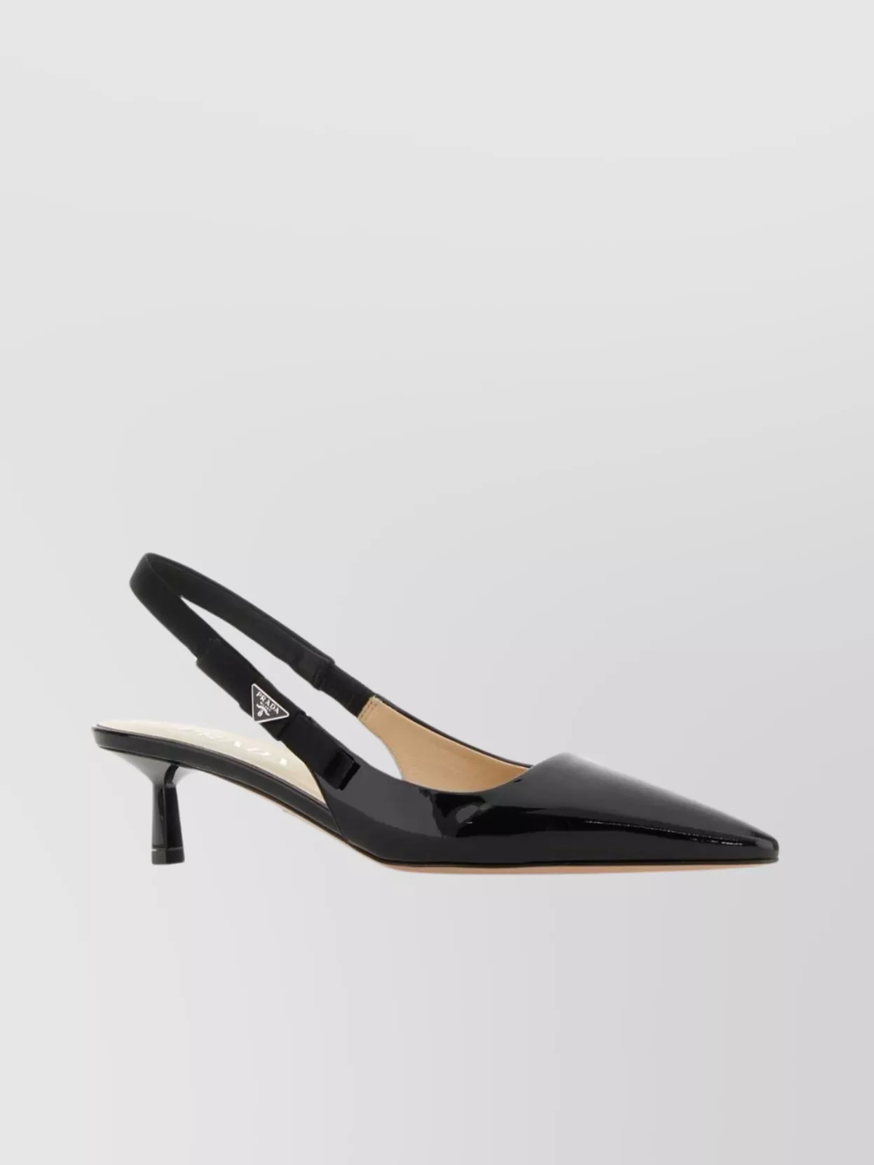 Shop Prada Leather Kitten Heel Pumps With Pointed Toe