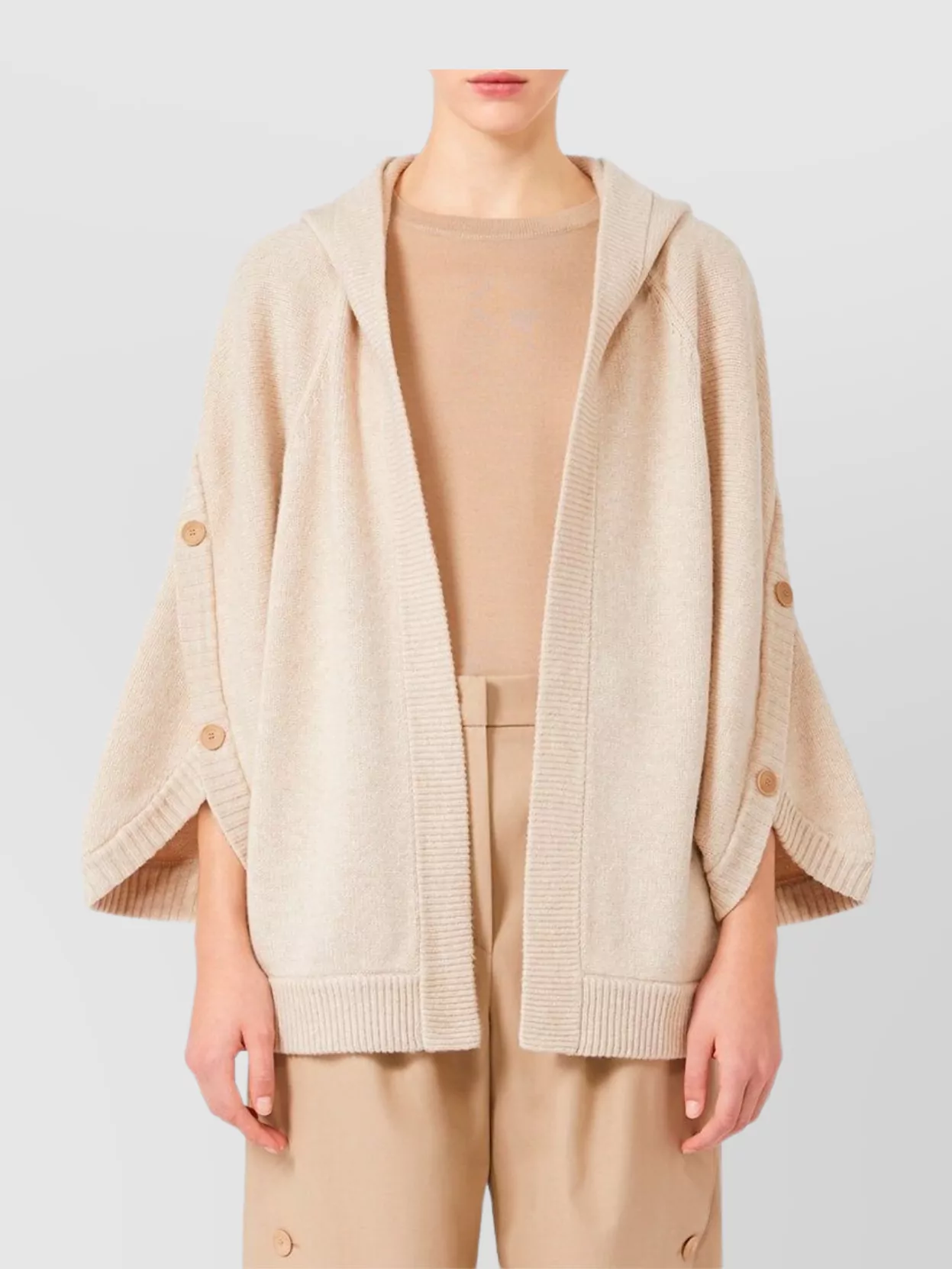 Max Mara Hooded Cardigan With Wool And Cashmere