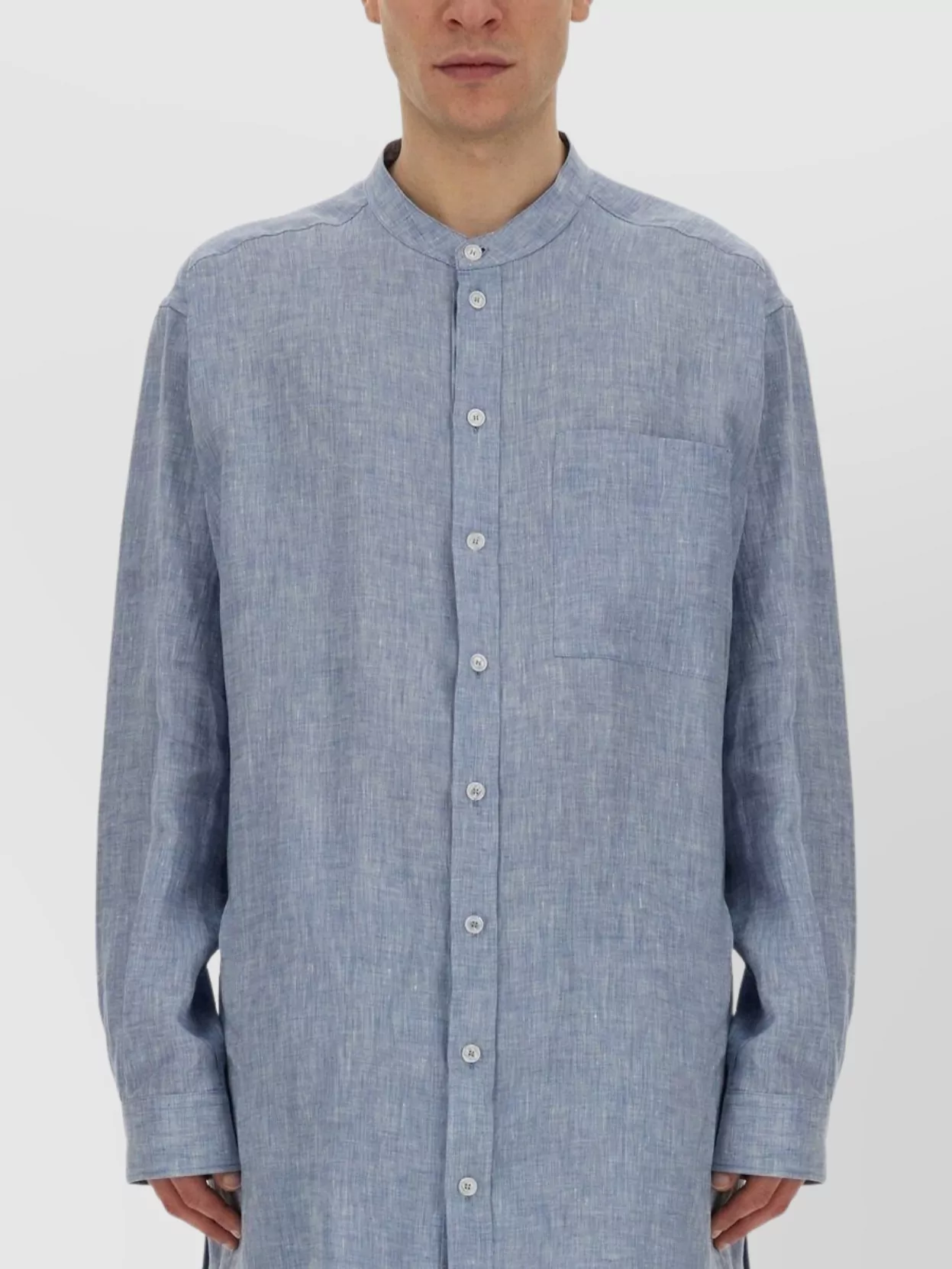 Dolce&Gabbana Oversize Mandarin Collar Shirt With Chest Pocket