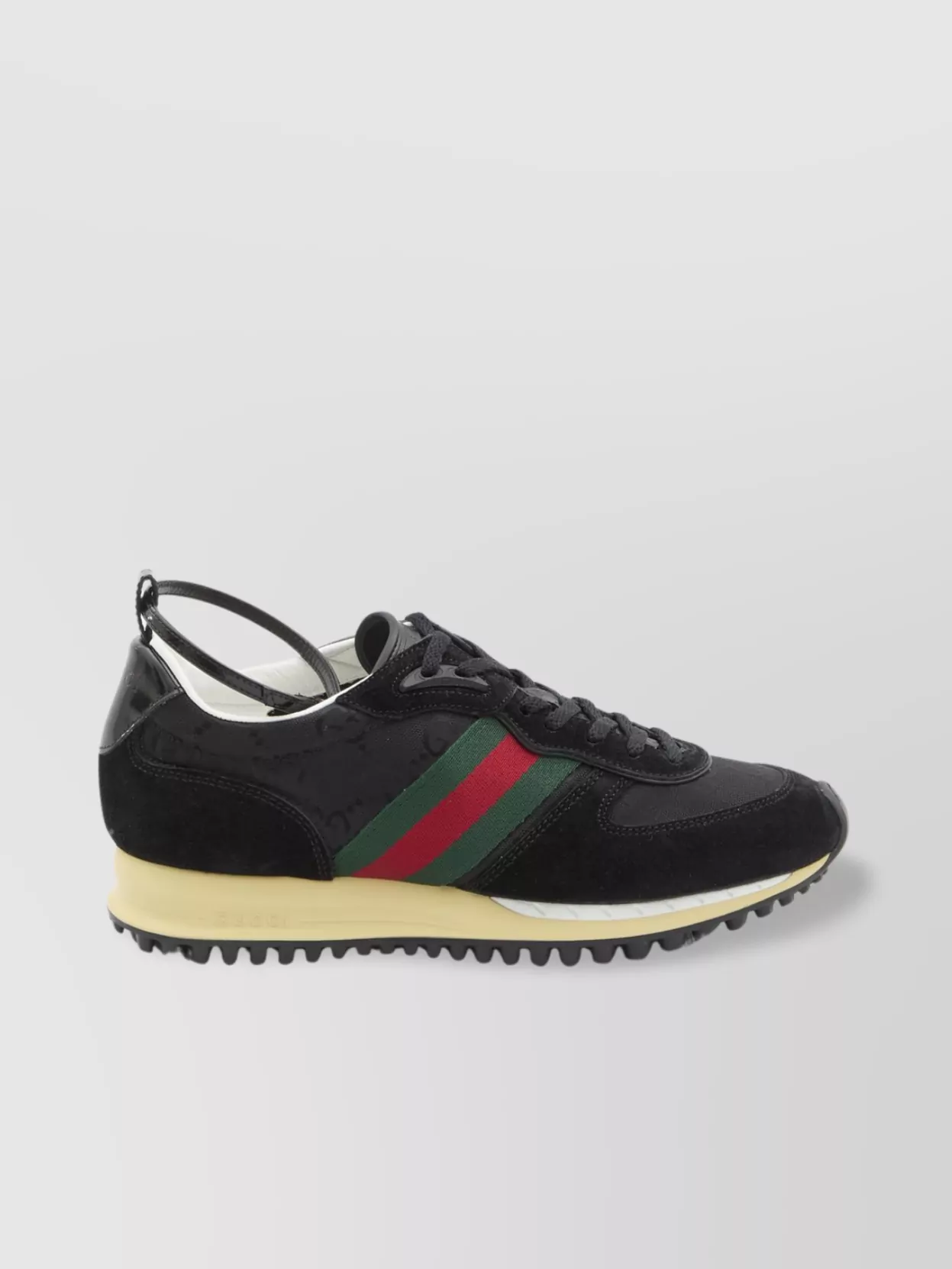 Gucci Motion Sneakers With Web Stripe In Black