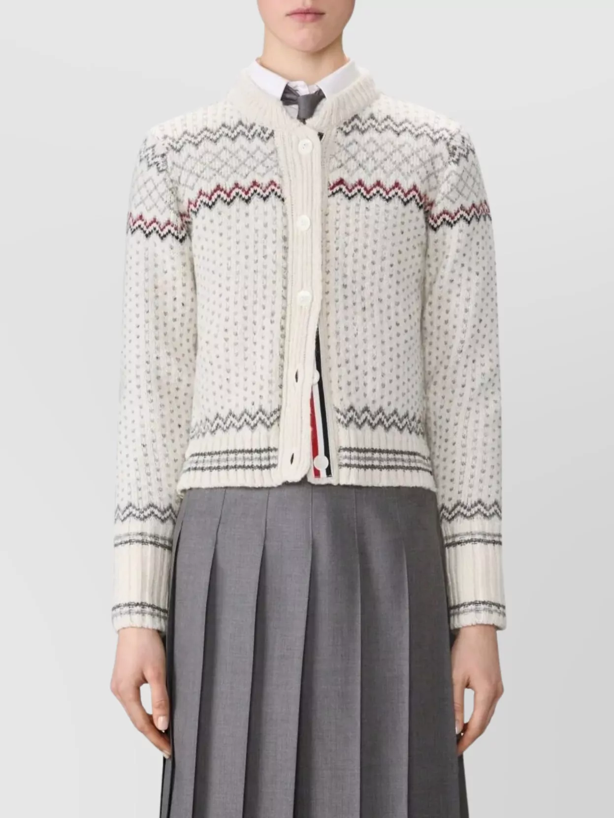 Thom Browne Fairisle Patterned Cropped Cardigan