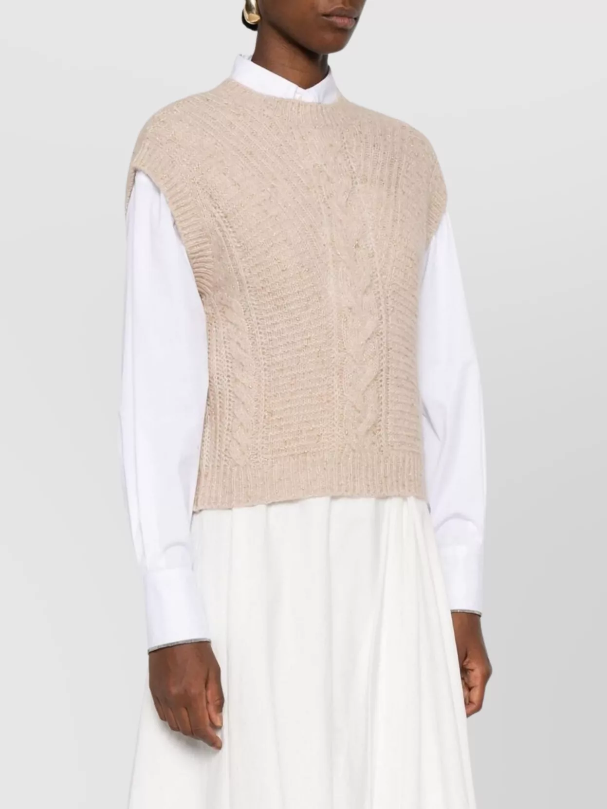 S Max Mara Cable Knit Crew Neck Knitted Vest