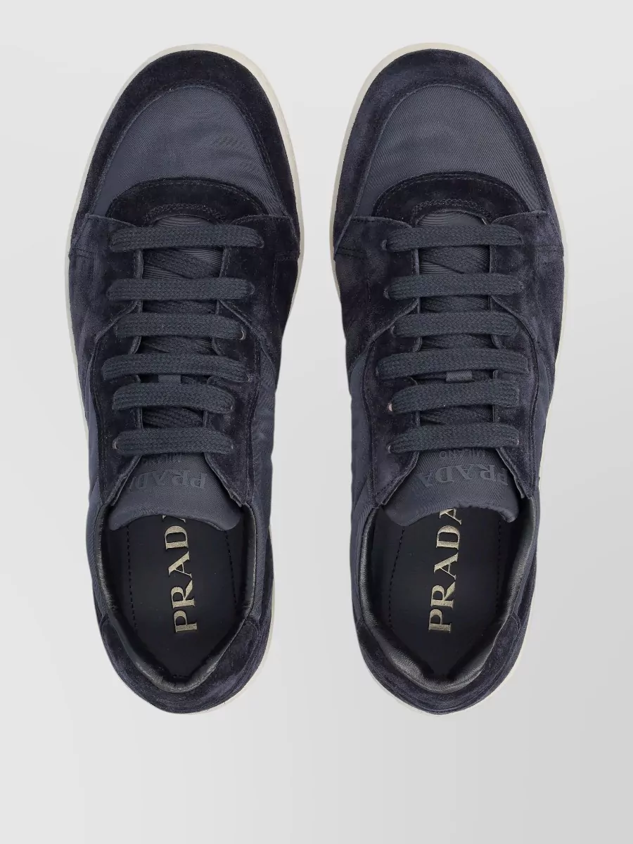 Prada Re Nylon Suede Leather Cupsole Sneakers