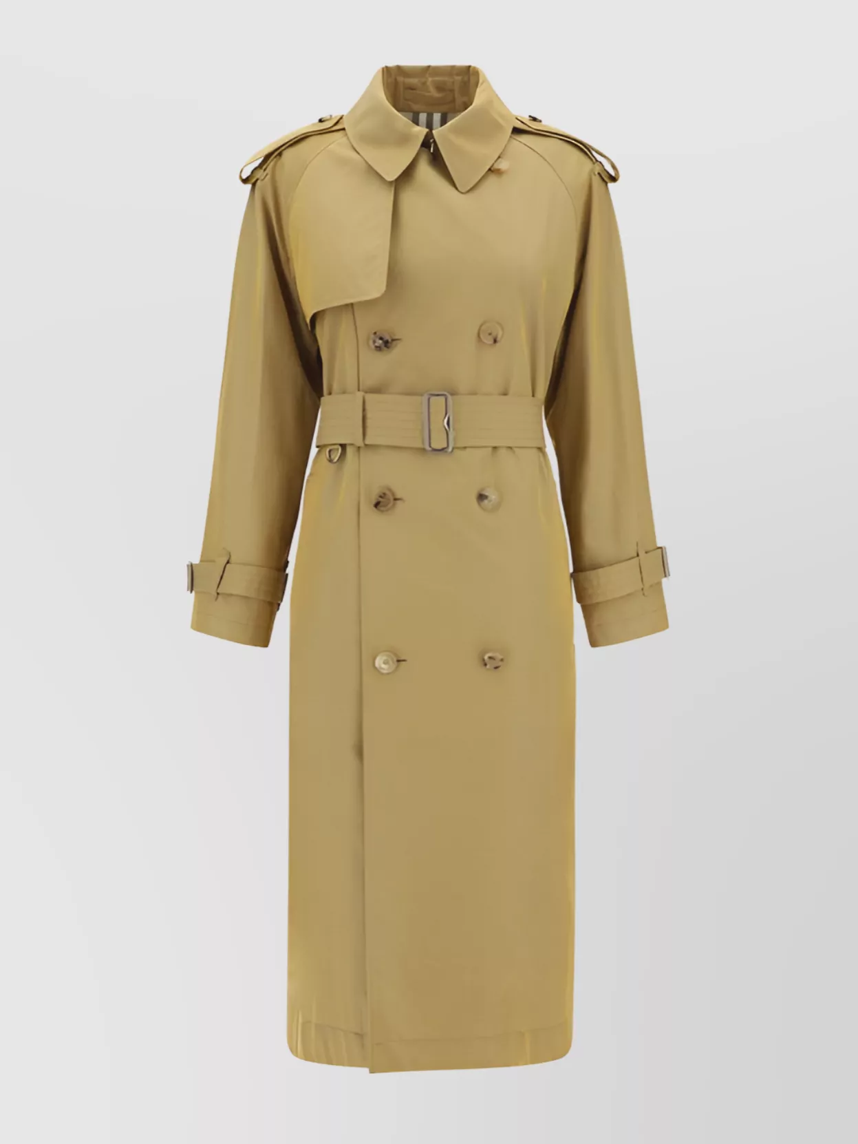Shop Burberry Double-breasted Trench Coat With Belted Waist