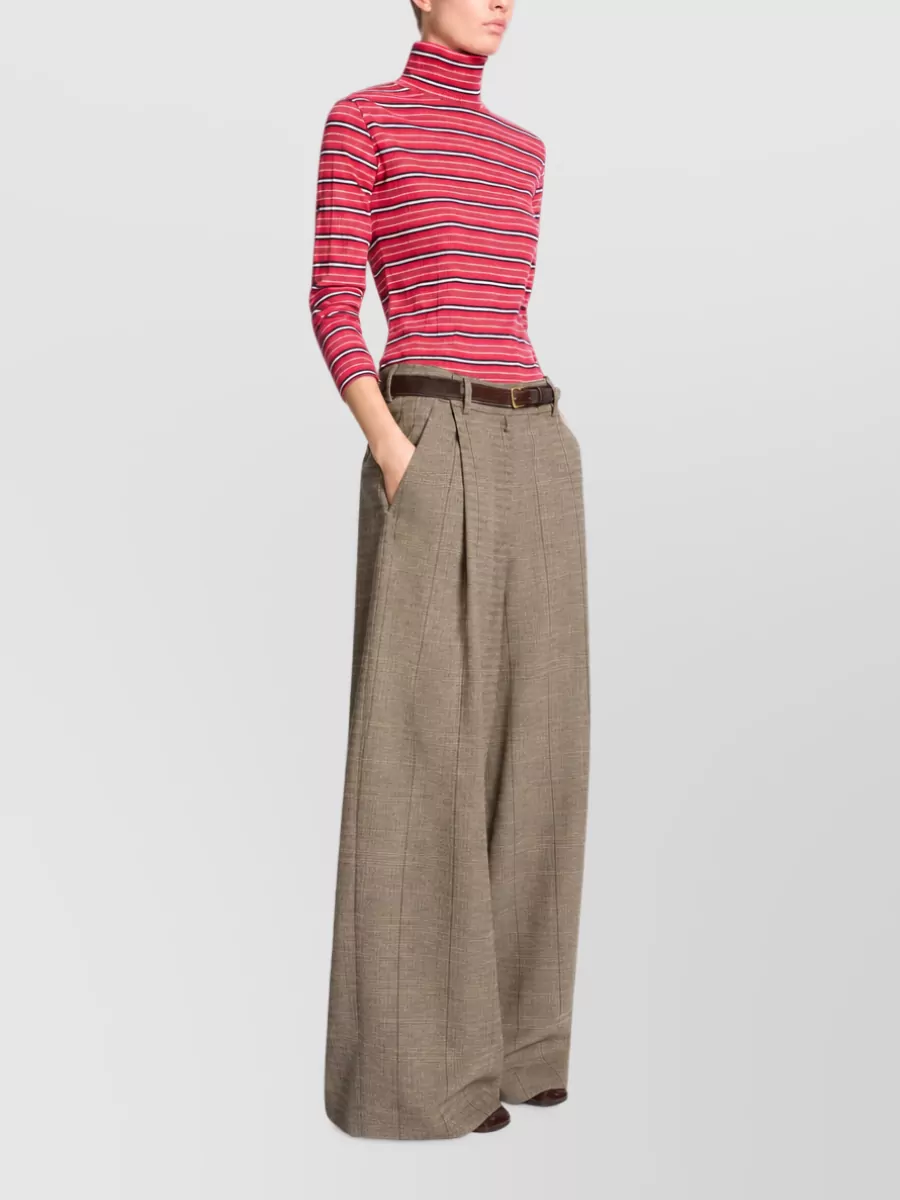Dries Van Noten Checked Oversized Pleated Wide-Leg Trousers