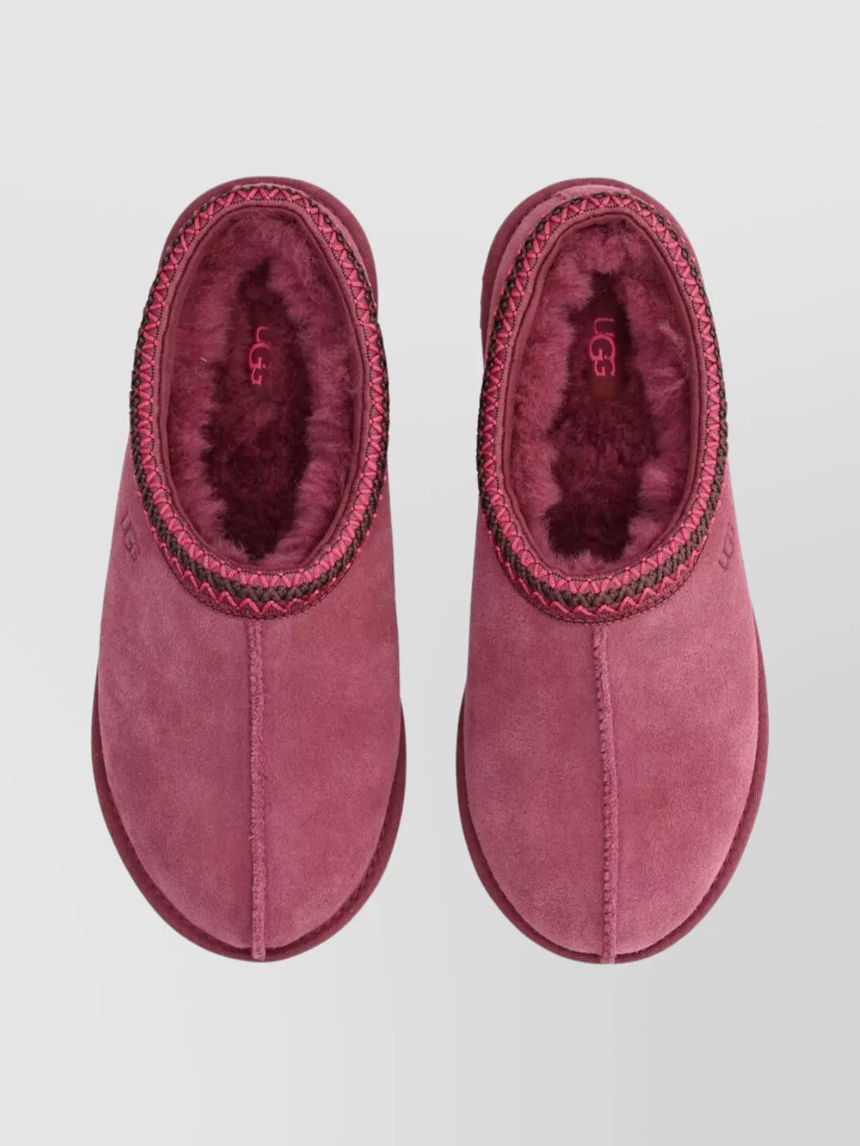 Ugg Embroidered Trim Flat Sole Round Toe Slippers