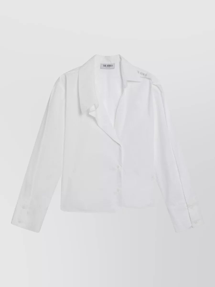 Attico Asymmetric Cotton Shirt Cuffed Sleeves In White