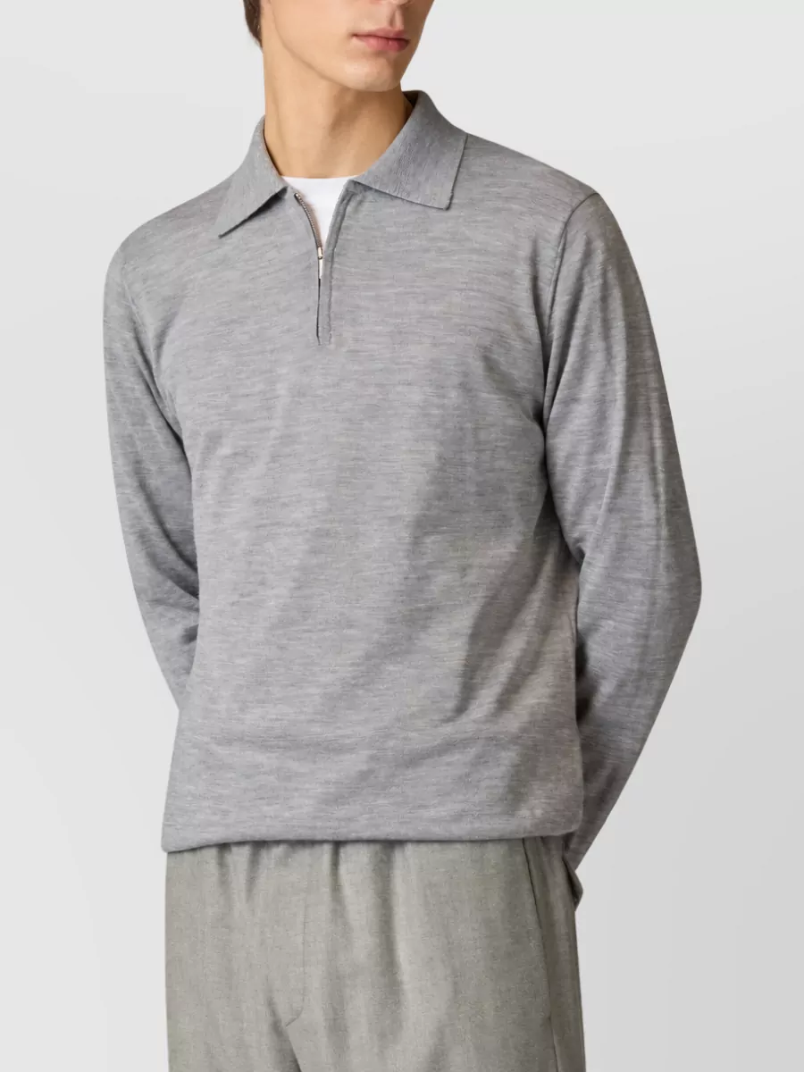 Lardini Cashmere Silk Wool Half-Zip Polo Sweater