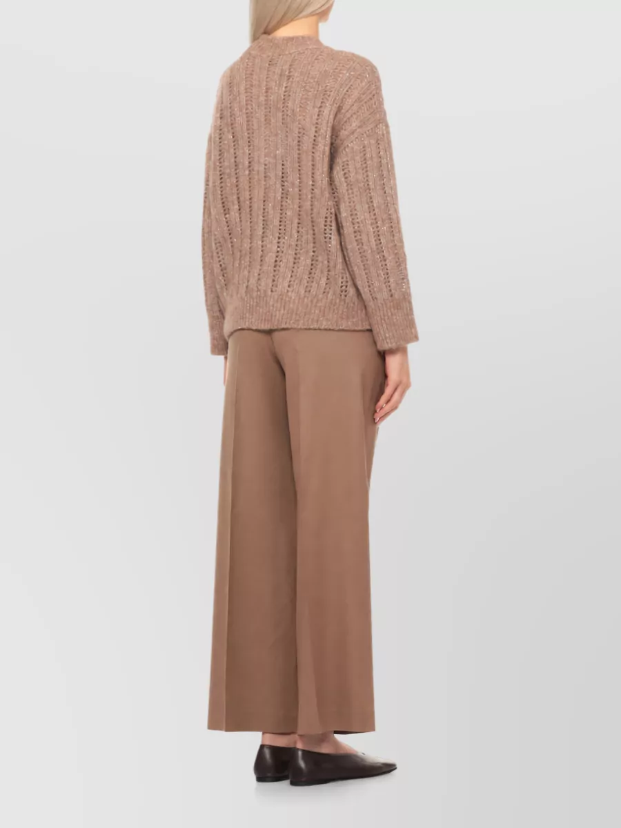 Peserico Alpaca-Blend Perforated Sequin Crewneck Sweater