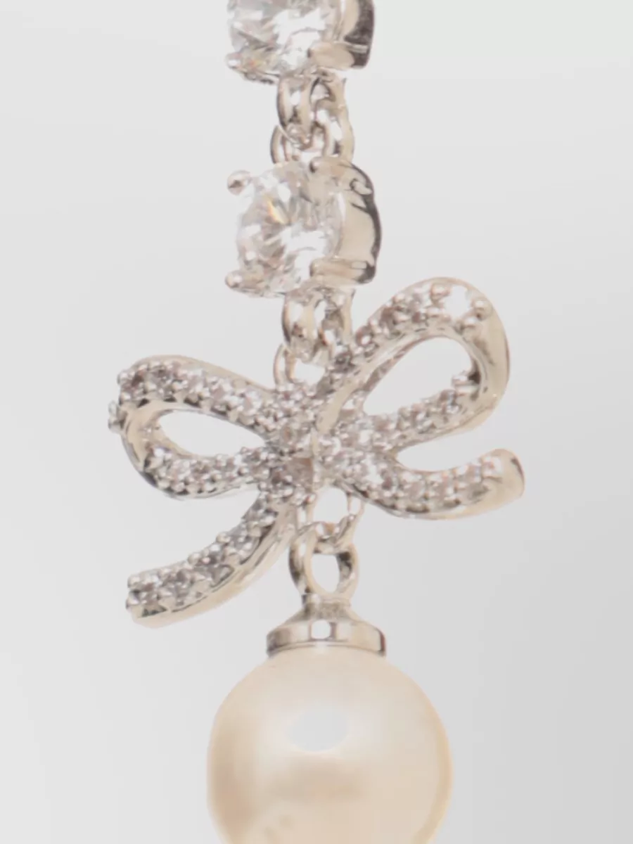 Self-Portrait Crystal Bow Drop Earrings