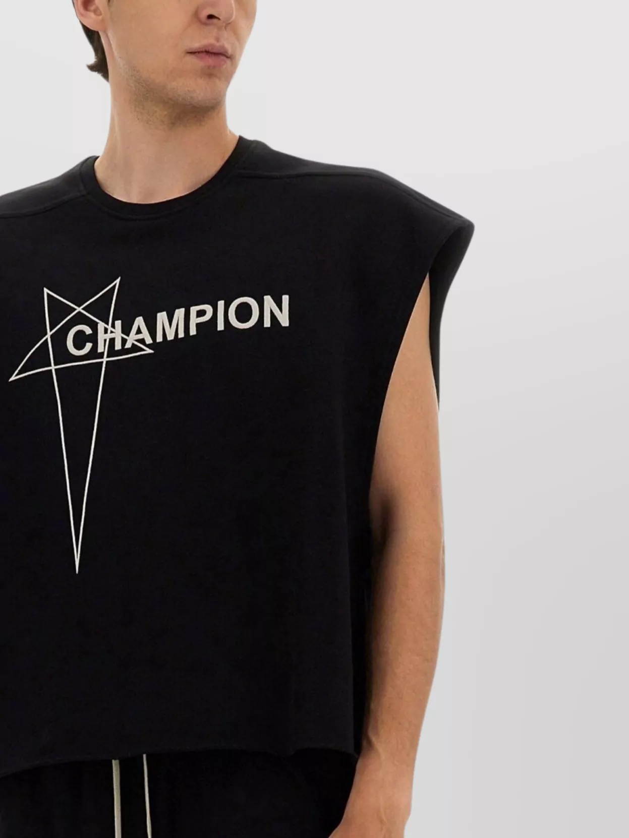 Rick Owens Black Champion Edition Micro Tatlin Tank Top In Black