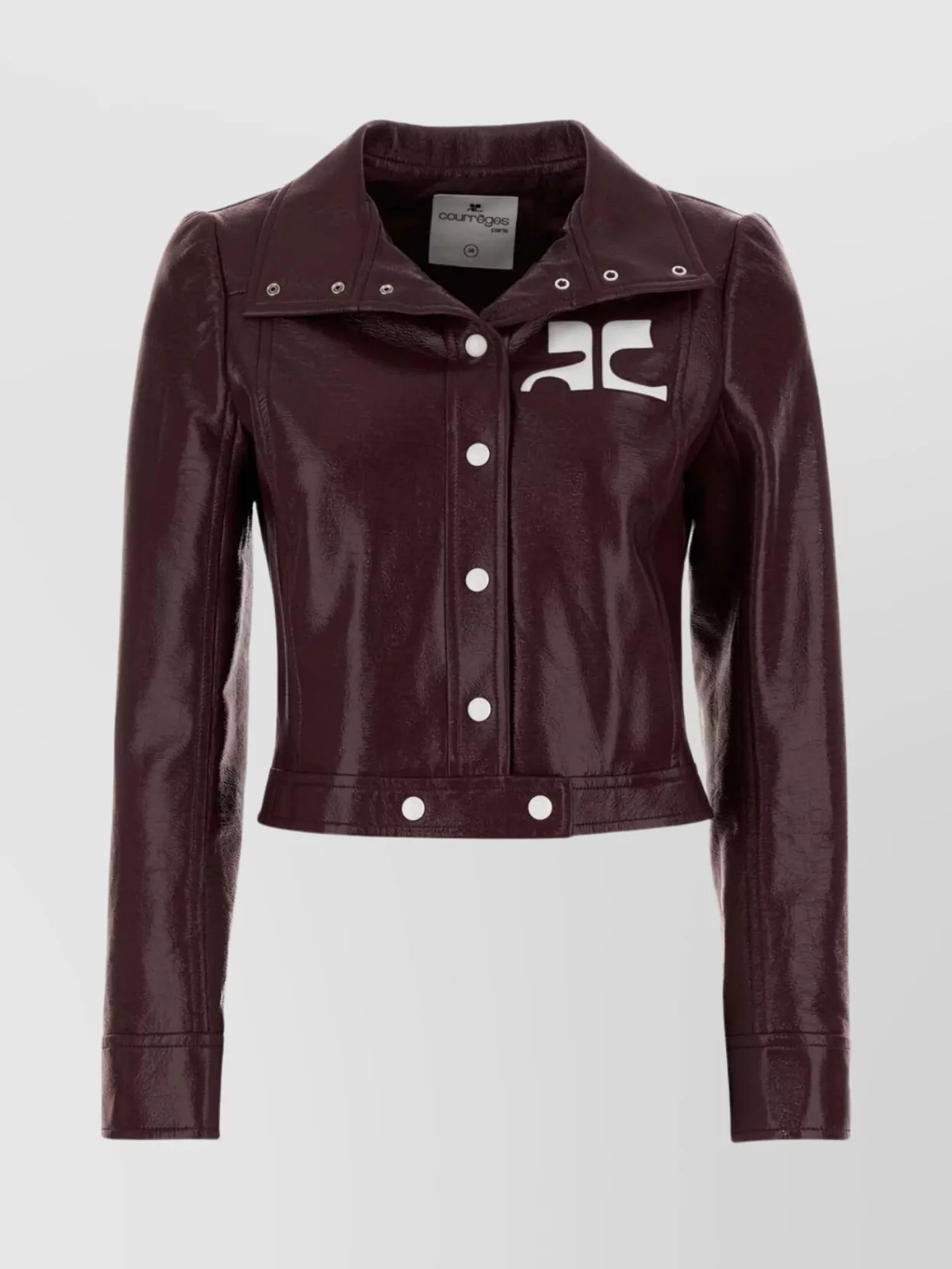 Courrèges Vinyl Blazer With Collared Neck And Long Sleeves In Burgundy