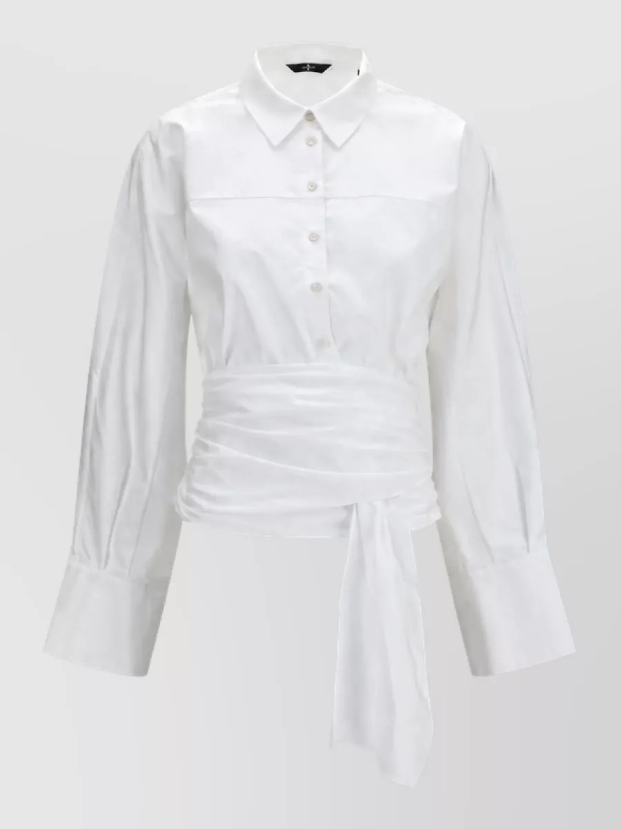7 For All Mankind cotton asymmetric waist-knot shirt