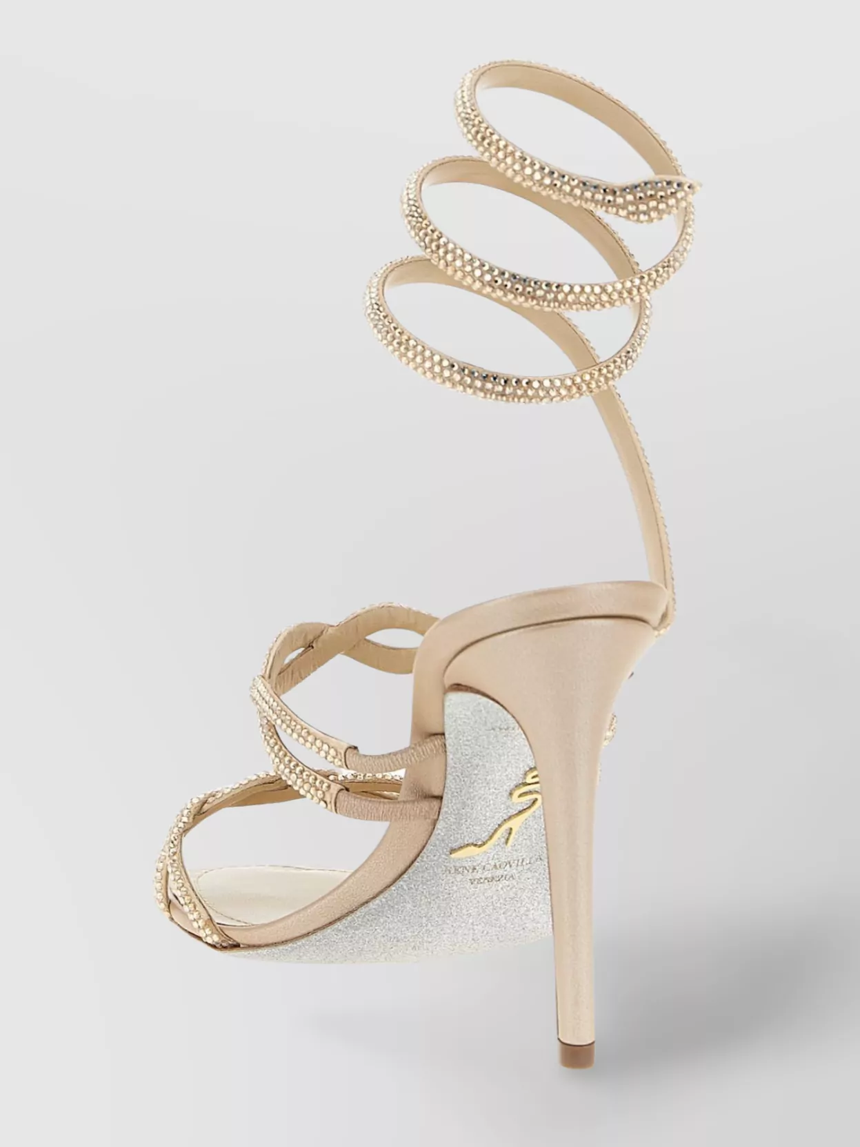 Rene Caovilla 'Spiral Strap Stiletto Sandals With Embellished Open Toe'