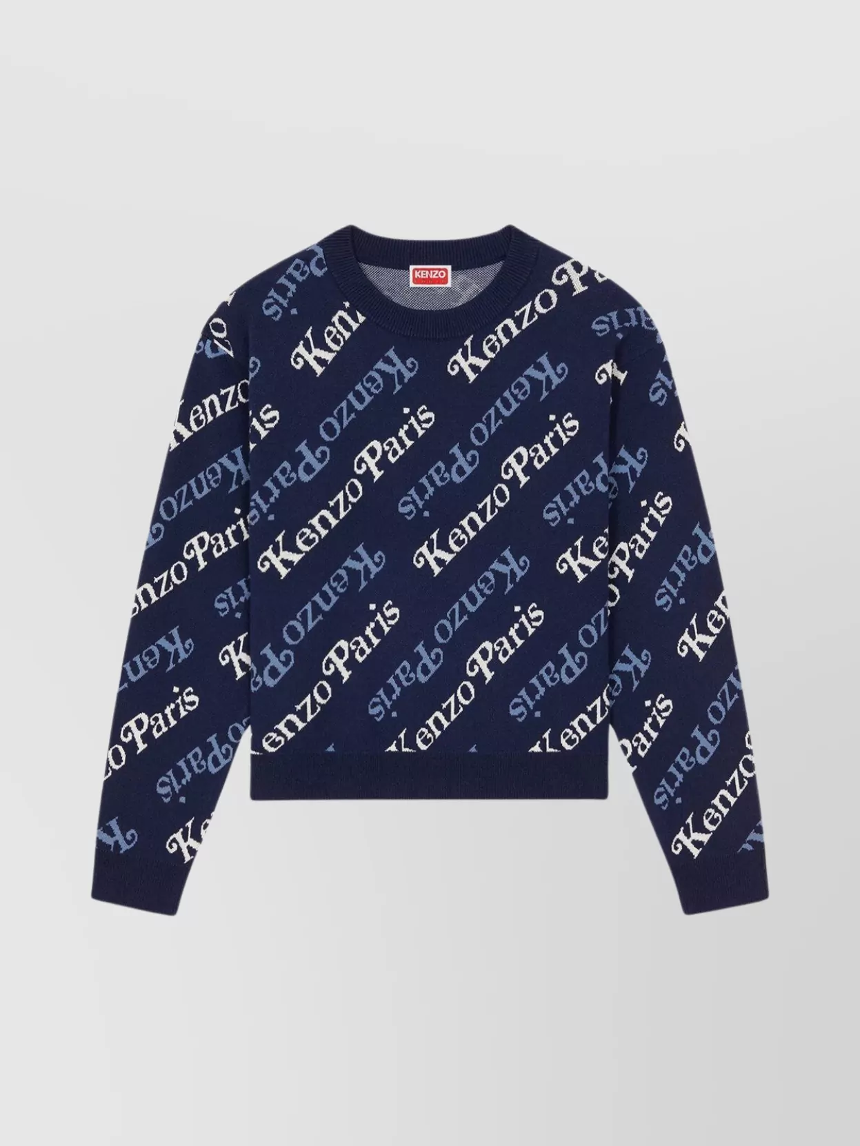 Shop Kenzo Signature Ribbed Crew Neck Jumper In Blue