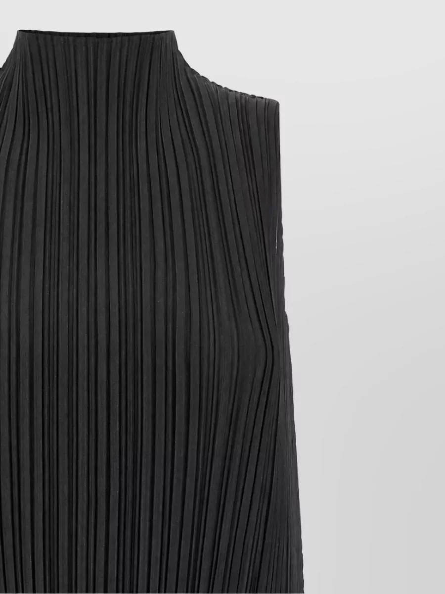 Pleats Please Issey Miyake Pleated sleeveless high-neck maxi dress