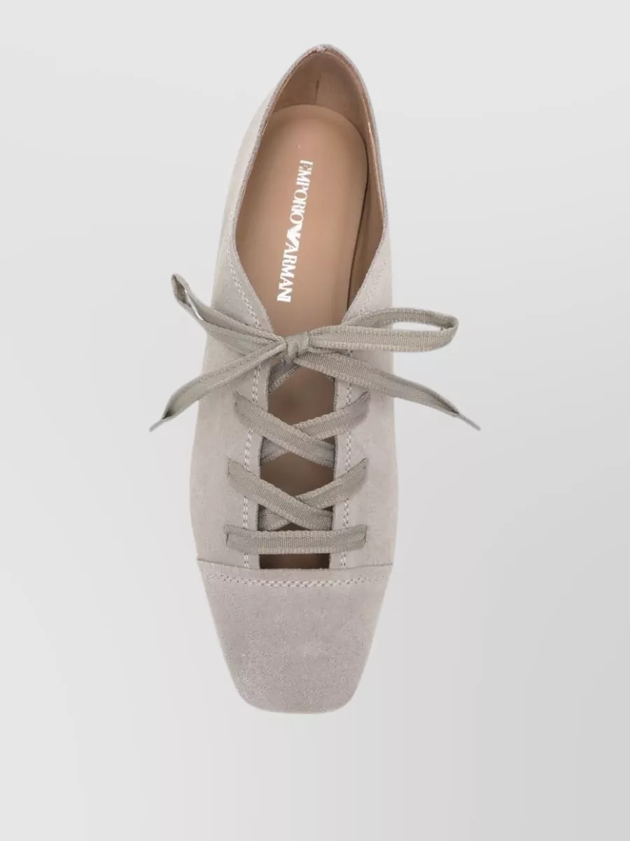 Emporio Armani Leather Lace-Up Ballet Flats