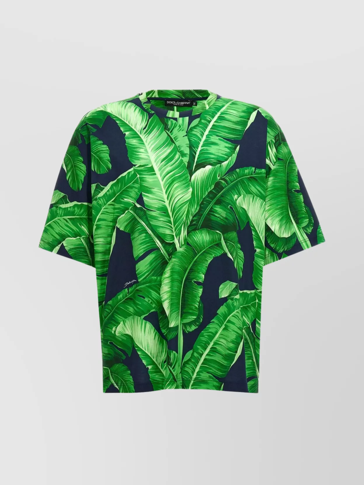 Dolce & Gabbana Leaf-print Cotton T-shirt In Green