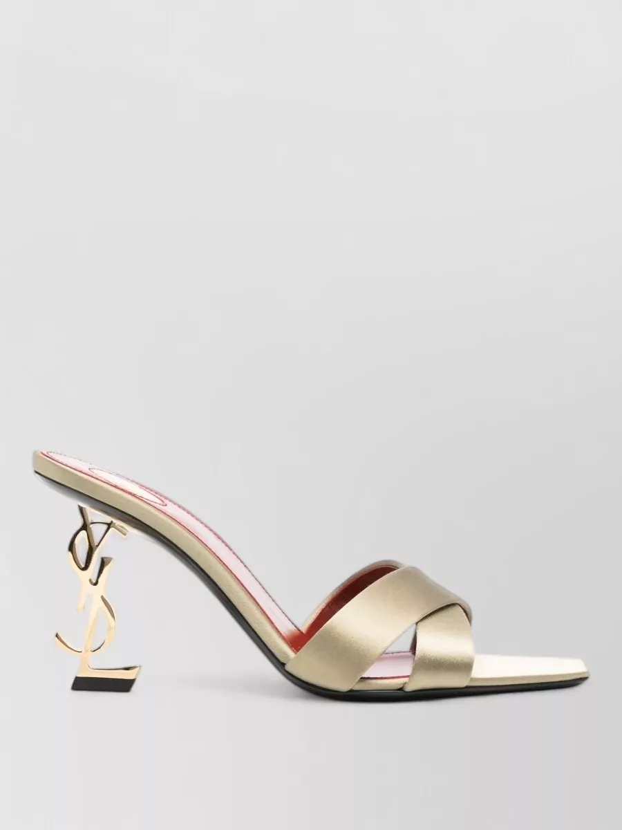 Saint Laurent Opyum Satin Sandals Open Square Toe Cross