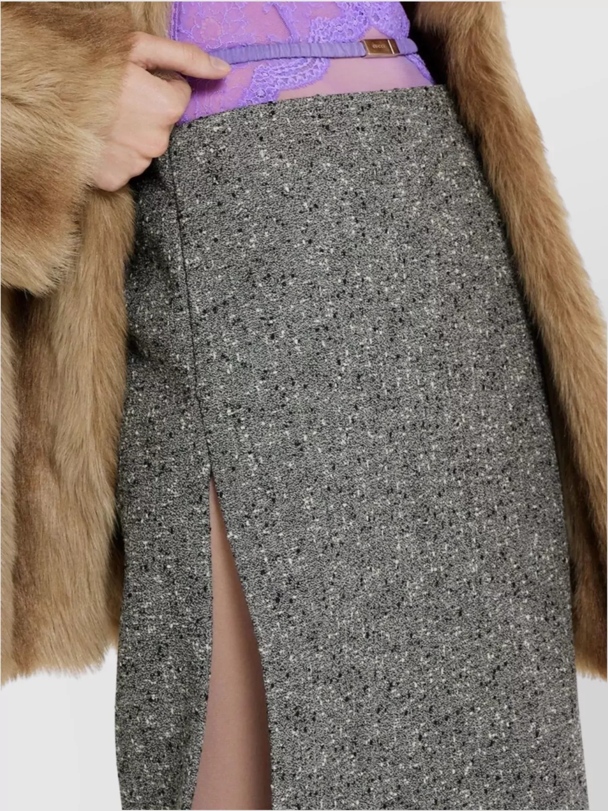 Gucci High-Waisted Buttoned Wool Skirt Featuring Slit