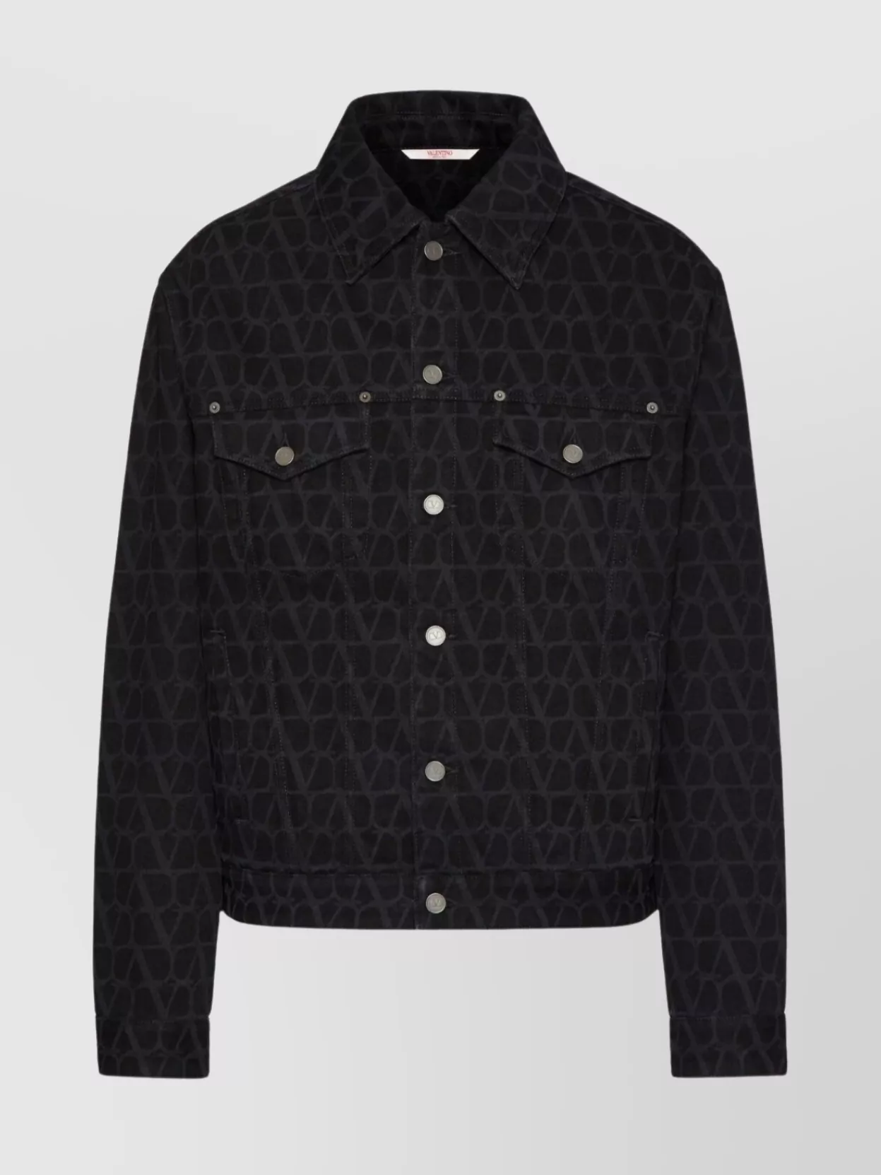 Shop Valentino Iconographe Print Denim Jacket In Black
